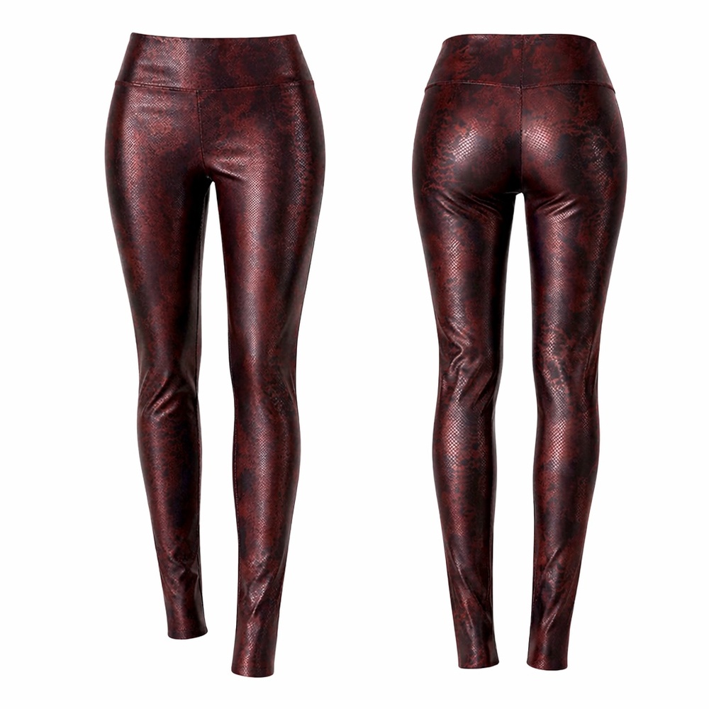 I.N.C. Faux Leather Snake Print Leggings – Size Large – 29" inseam